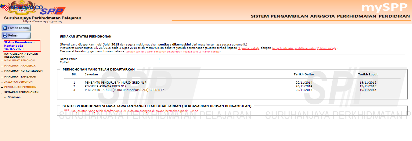 Cara Daftar mySPP, Sistem Pengambilan Anggota Perkhidmatan Pendidikan Sebagai Pencari Kerja