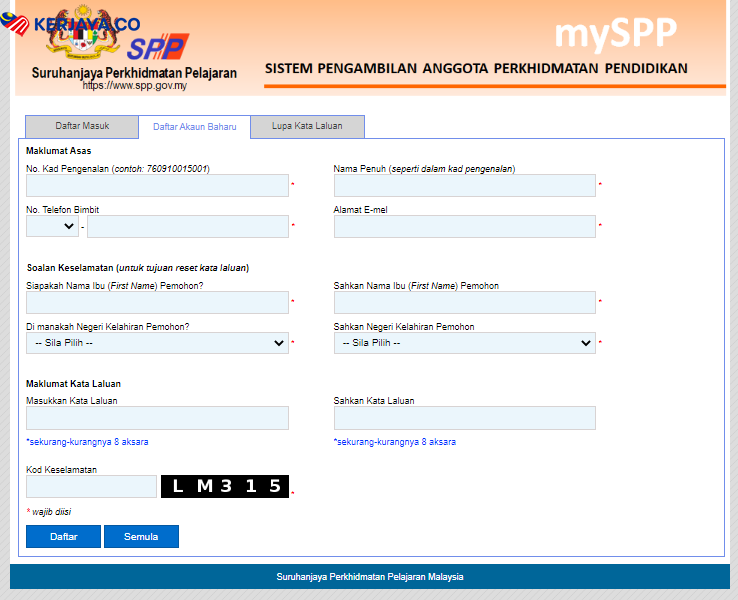 Cara Daftar mySPP, Sistem Pengambilan Anggota Perkhidmatan Pendidikan Sebagai Pencari Kerja