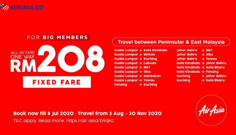 Esok Last Promosi Tambang AirAsia Paling Murah Selepas PKP. Cepat Beli & Melancong