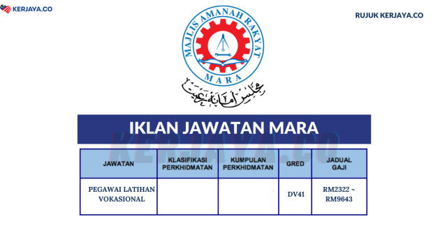 MARA / Permohonan Pegawai Latihan Vokasional DV41 MARA