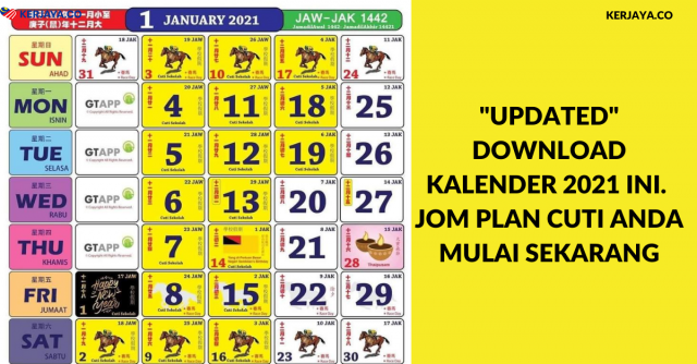 [Updated] Download Kalender 2021 Ini. Jom Plan Cuti Anda Mulai Sekarang