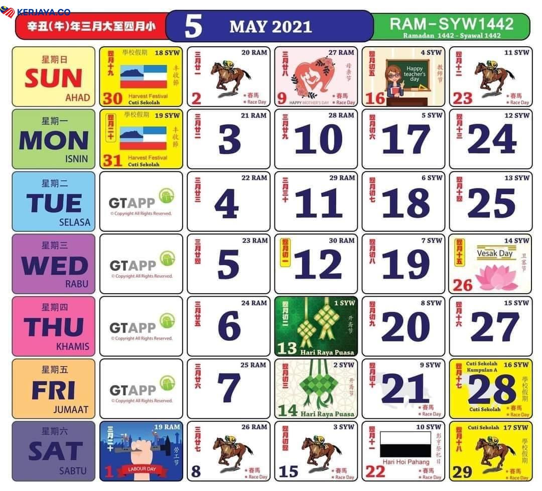 [Updated] Download Kalender 2021 Ini. Jom Plan Cuti Anda Mulai Sekarang