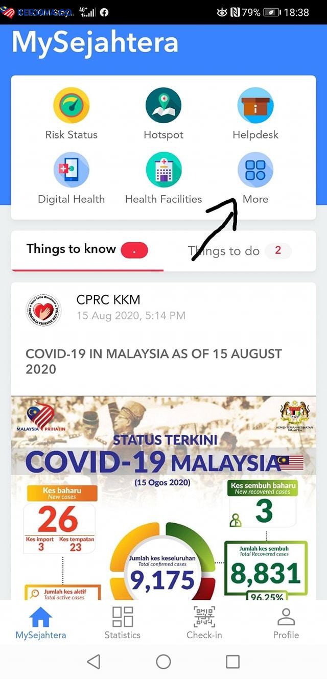 MySejahtera, Step By Step Untuk Check In Nama Anak