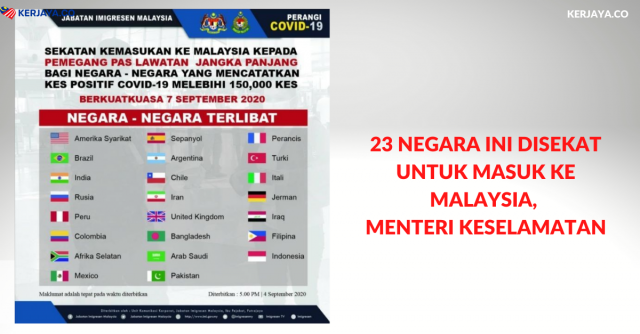 23 Negara Ini Disekat Untuk Masuk Ke Malaysia, Menteri Pertahanan