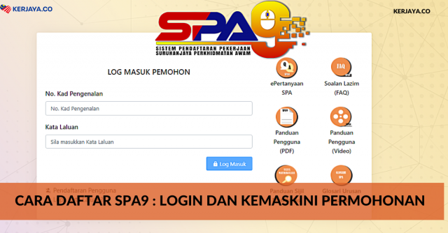 Cara Daftar SPA9 : Login Dan Kemaskini Permohonan